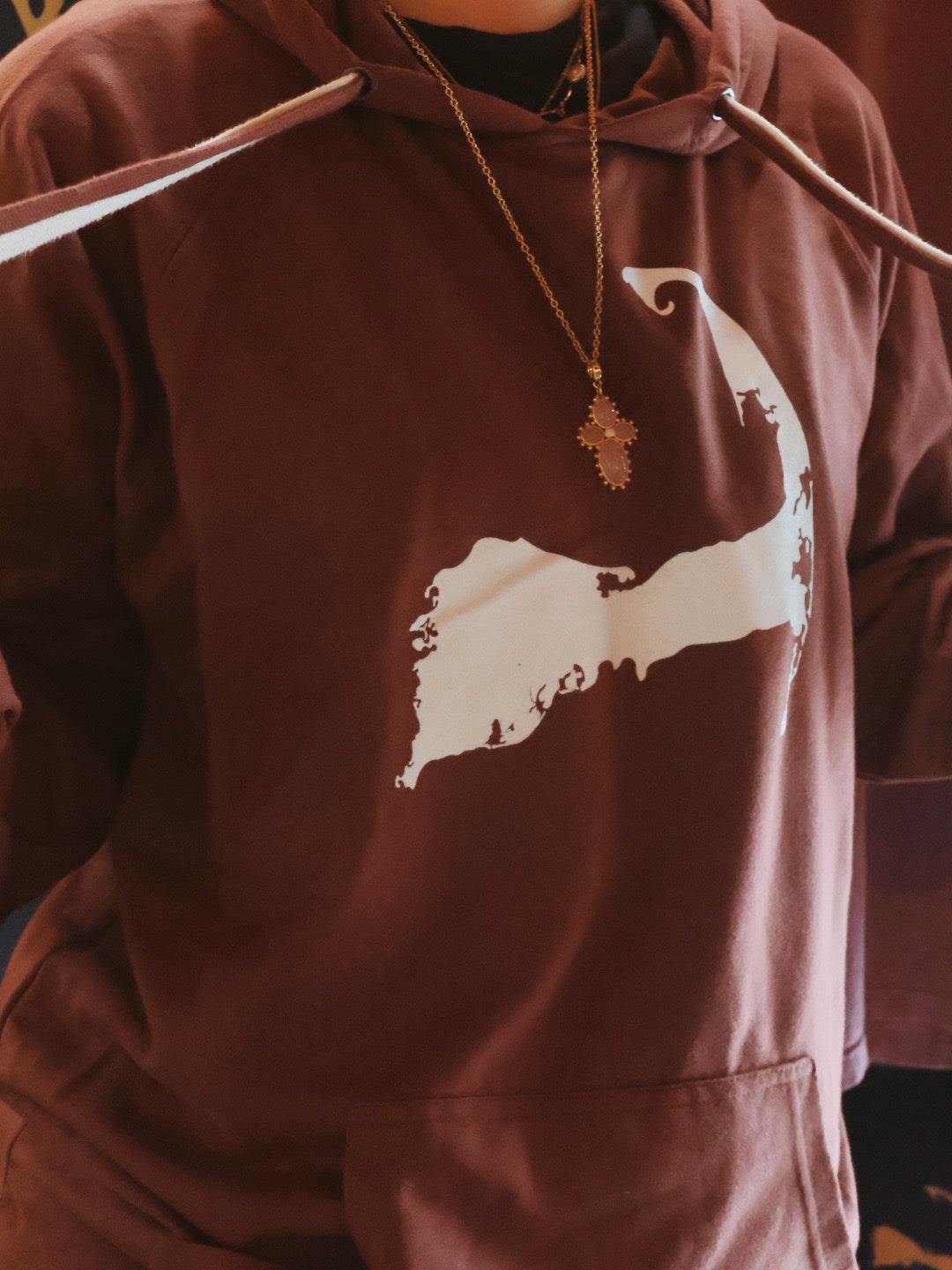 Maroon Longsleeve Map Hoodie