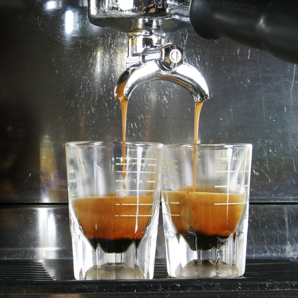 Perfect espresso shots pulled at Snowy Owl Coffee Roasters on Cape Cod, featuring rich crema and balanced extraction from our house-roasted specialty beans at all three cafe locations.
