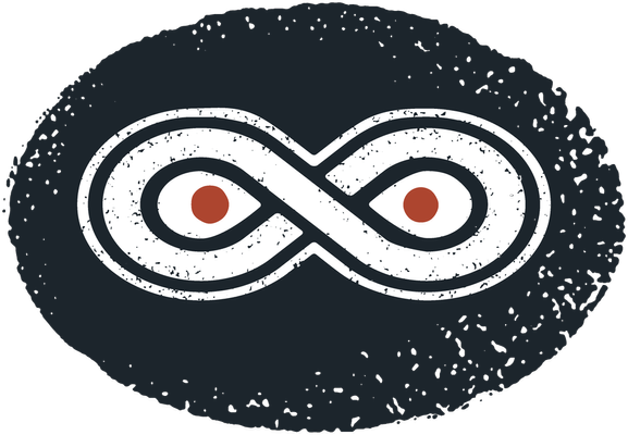 Iconic Snowy Owl Coffee Roasters logo featuring infinity symbol with owl eyes, representing Cape Cod's premier specialty coffee brand since 2015, found at our Brewster, Chatham, and Sandwich cafes.
