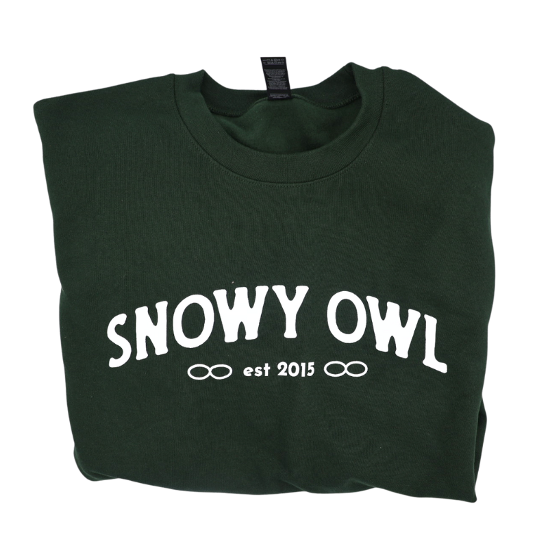 Snowy Owl Forest Green Crewneck