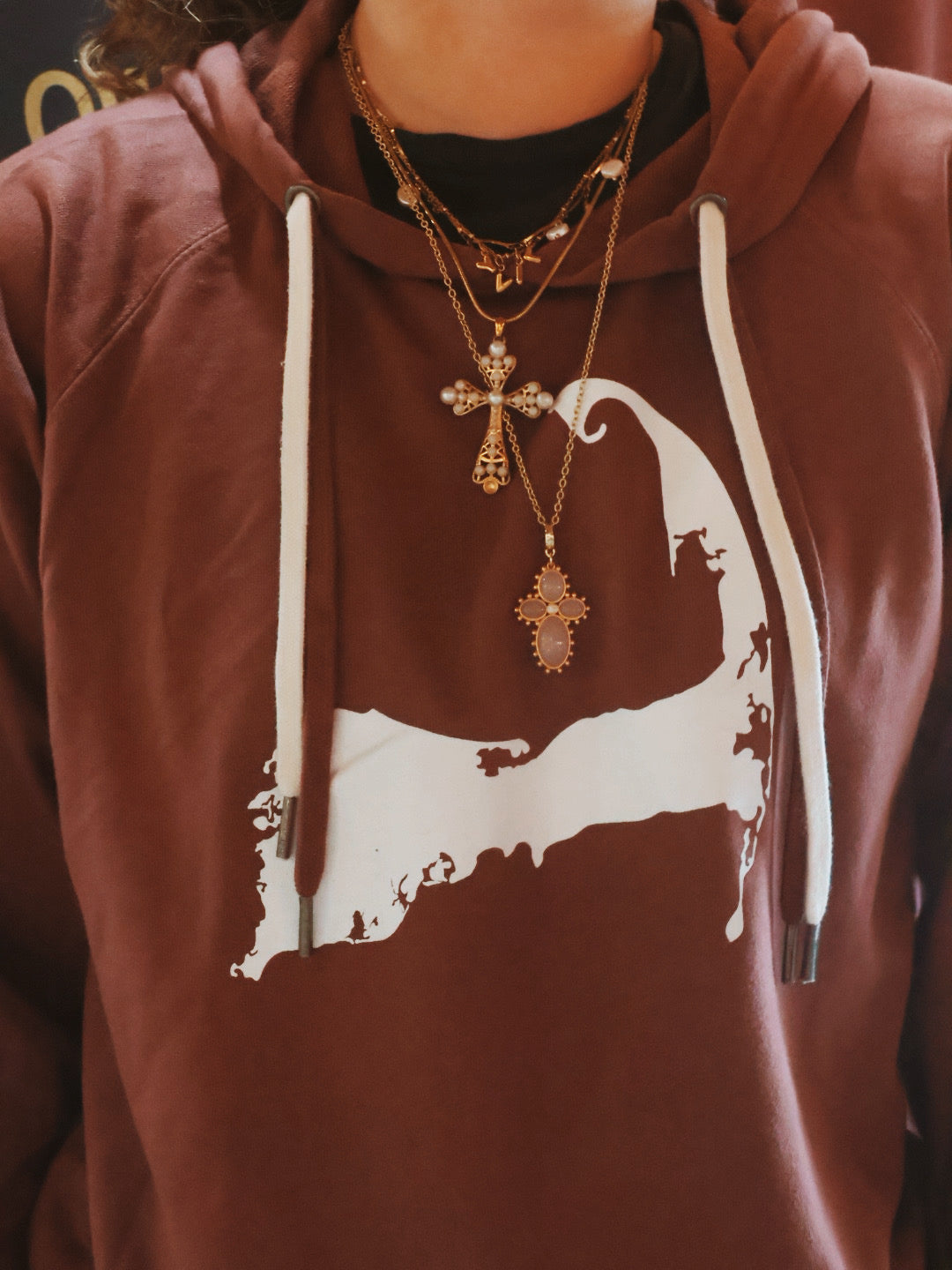 Maroon Longsleeve Map Hoodie