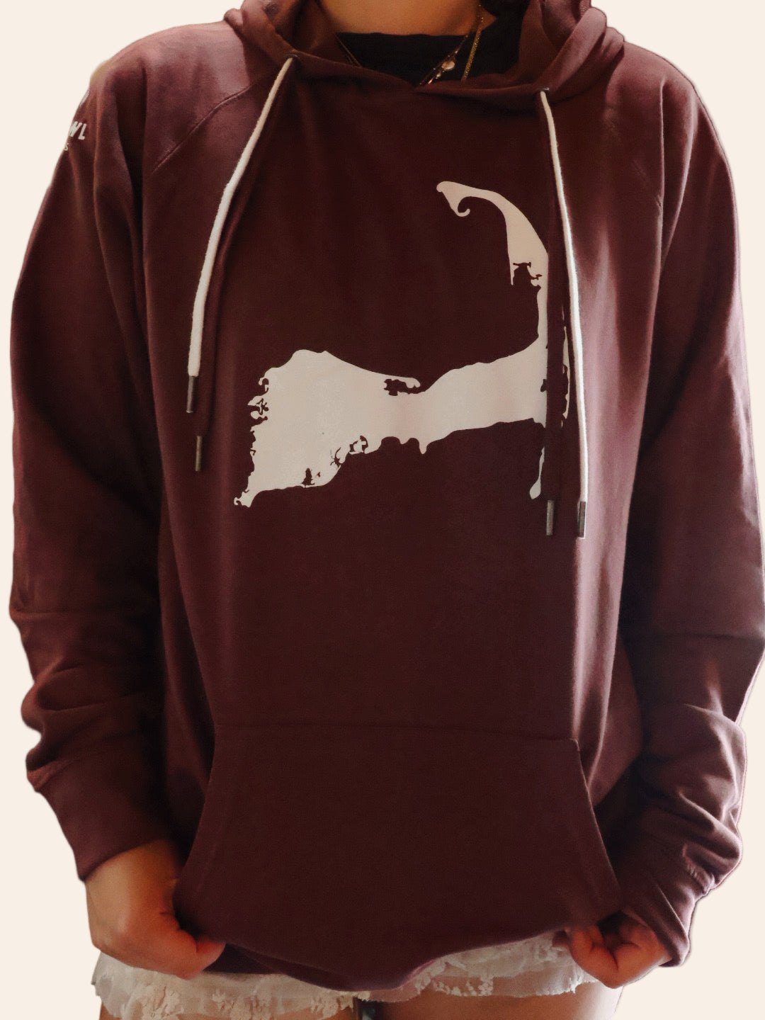 Maroon Longsleeve Map Hoodie