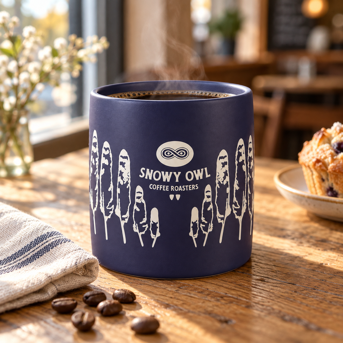 Snowy Owl Feather Plum Mug - 17oz