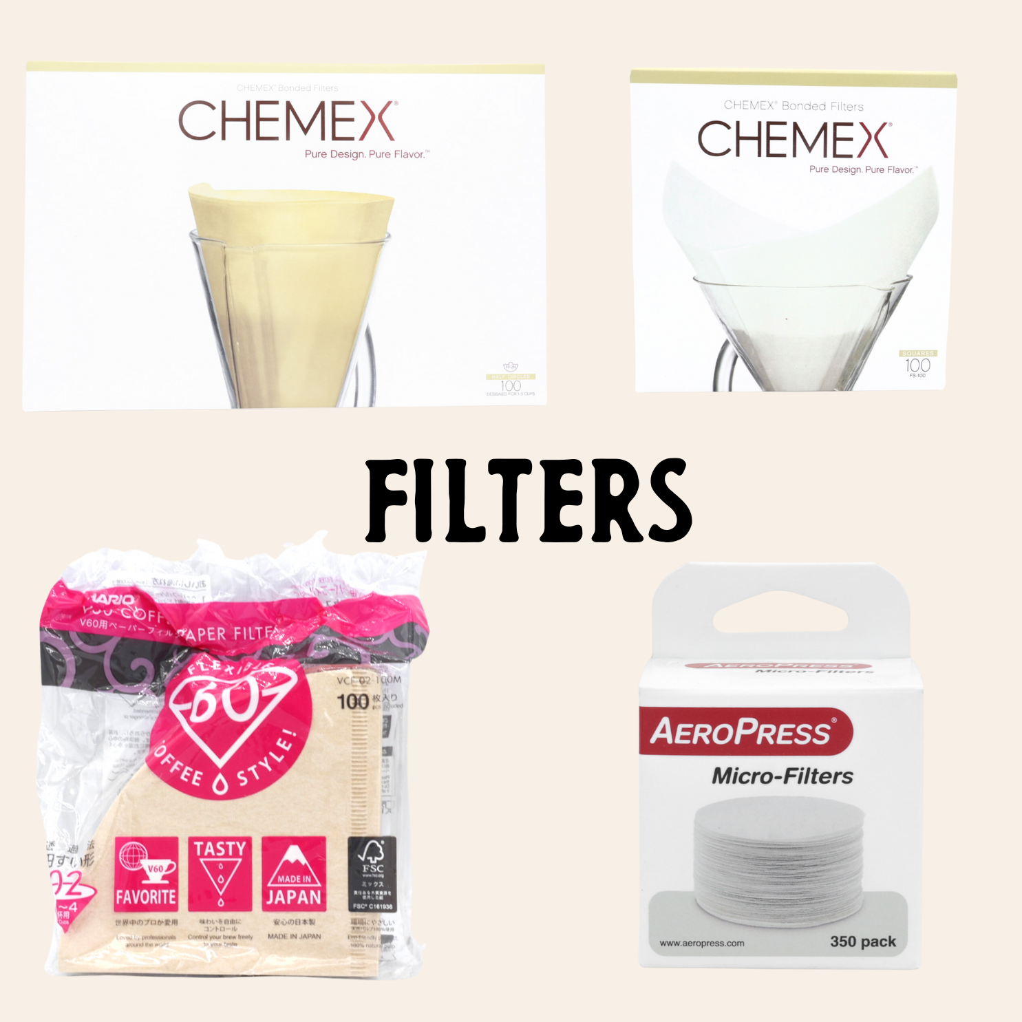 Filters - Chemex, Aeropress, V60